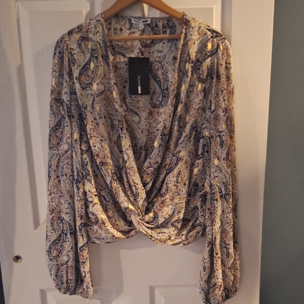 NWT Fashion Nova Gold Flecks‎ In Your Edges Top 2X